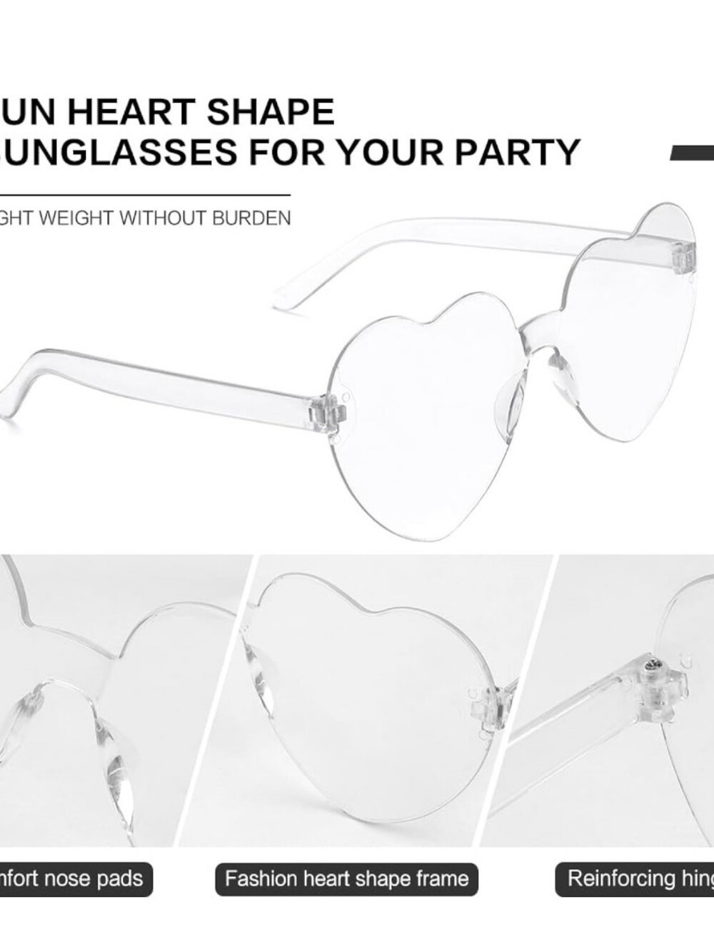 Heart Rimless Sunglasses - Picture 4 of 10